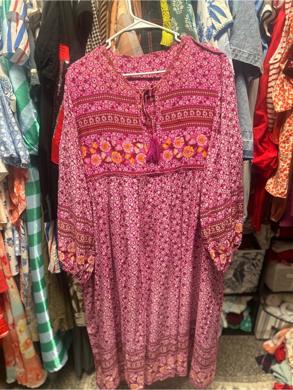 Amazon Pink Floral Boho Maxi Dress